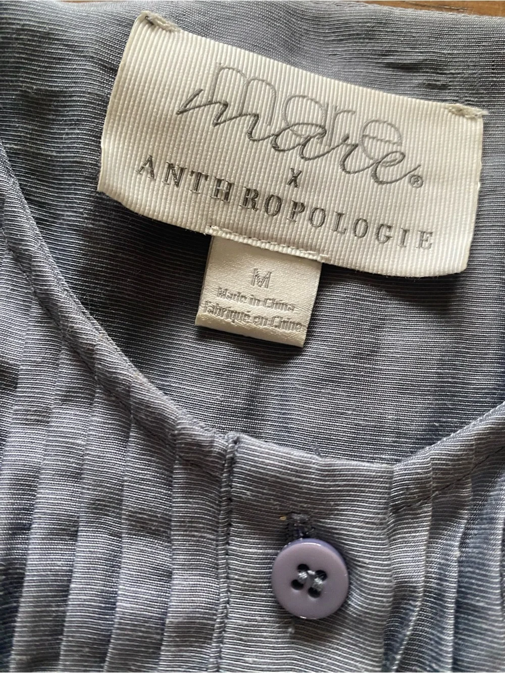 Anthropologie Slate Blue Tiered Midi/Maxi Dress with Pintuck Bodice size M - Picture 7 of 8